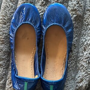 Tieks Shiny Blue Leather Flats